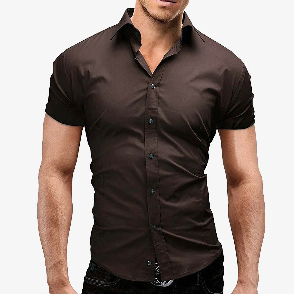 Mens Short Sleeve Shirts Casual Formal Slim Fit Shirt Top PS 05