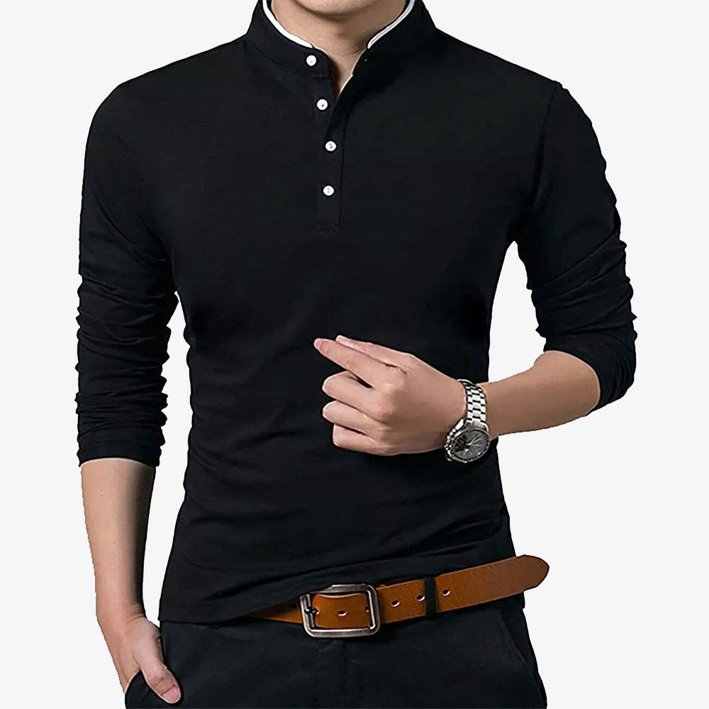 Grandad collar polo shirt online