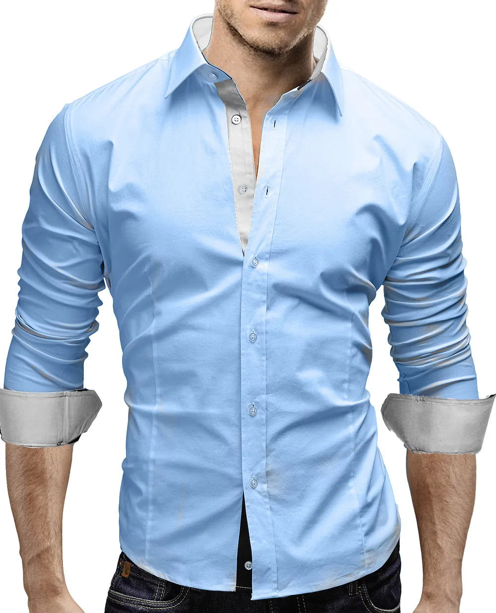 New Mens Casual Formal Shirts Slim Fit Shirt Top Long Sleeve PS 08