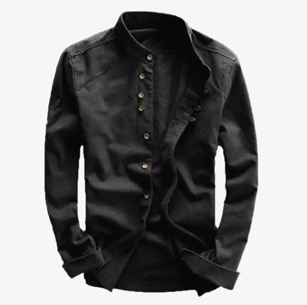 Mens Grandad Slim Fit Casual Shirts Mandarin Smart Shirt Long Sleeve Top RH07