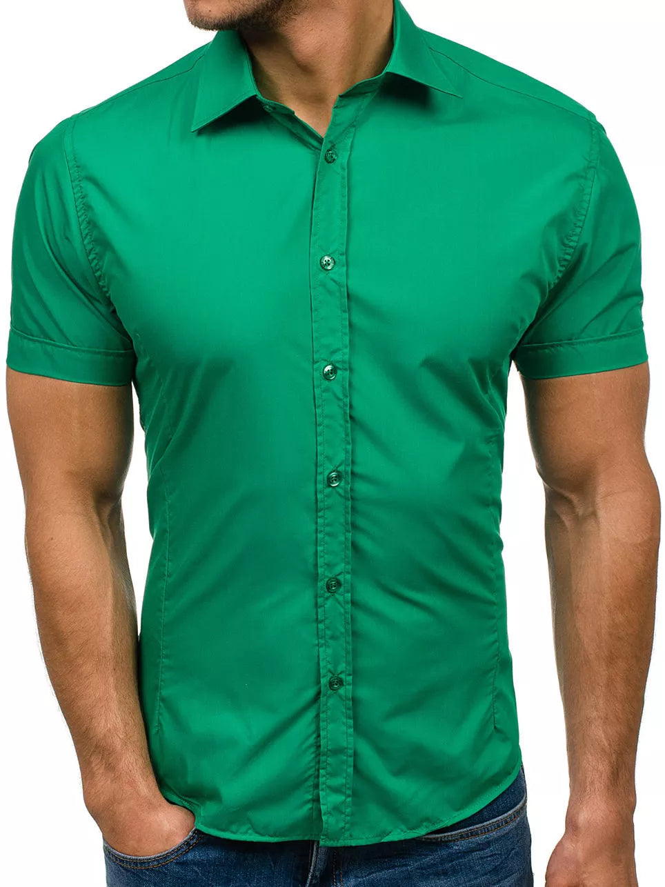 Mens Short Sleeve Shirts Casual Formal Slim Fit Shirt Top PS 05