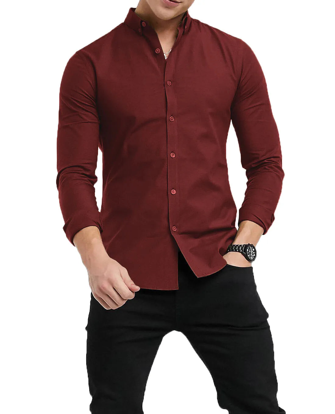 Mens Button Down Modern Slim Fit Shirts Long Sleeve Casual Formal Shirt RH12