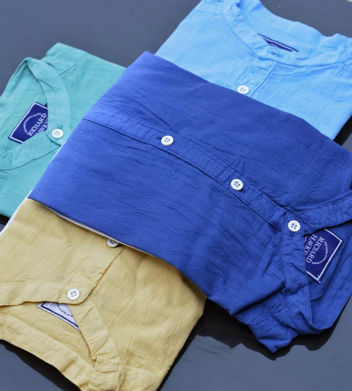 Mens Grandad Casual Shirts Mandarin Smart Shirt Short Sleeve Summer Top RH08