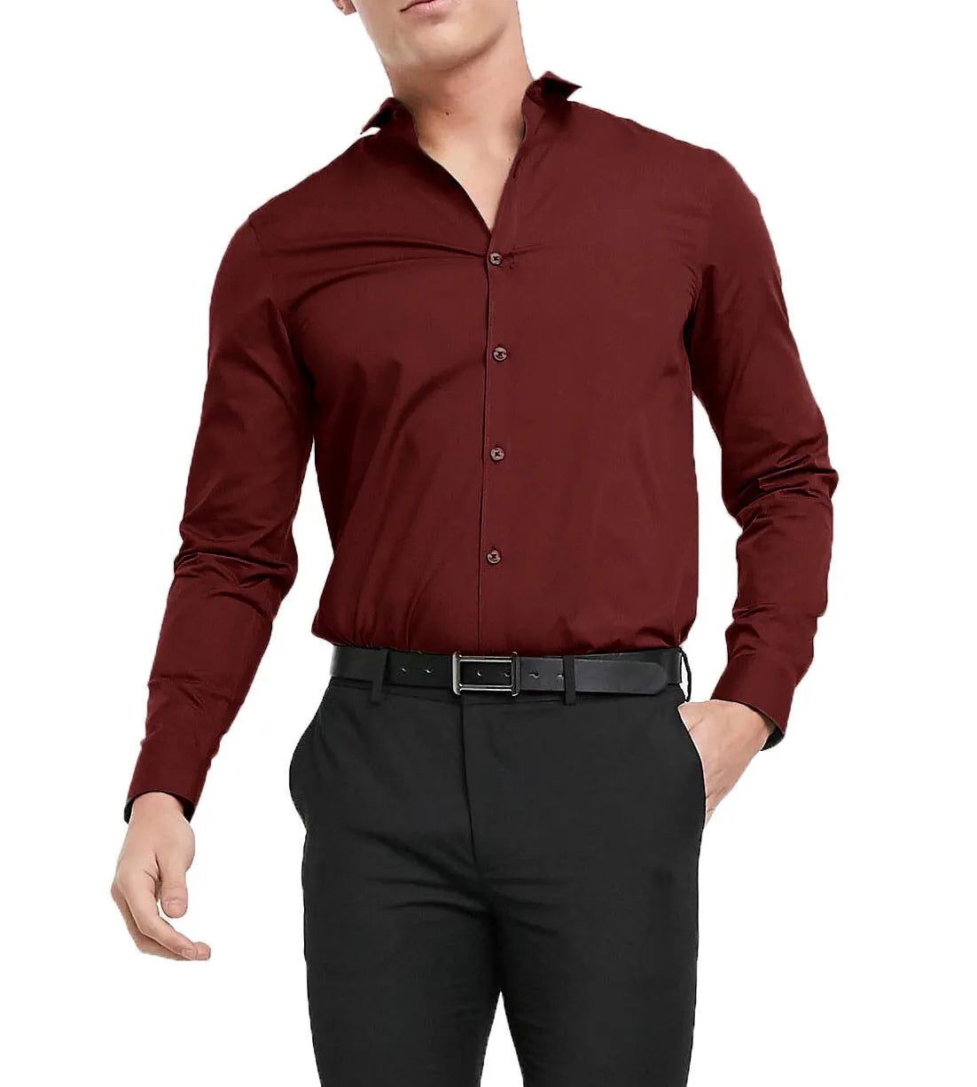 Men's Shirt Modern Slim Fit Shirts Long Sleeve Casual Formal RH13