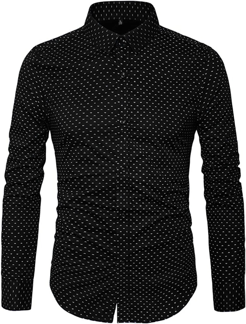 Mens Casual Shirts Smart Printed Polka Shirt Long Sleeve Fashion Top RH14
