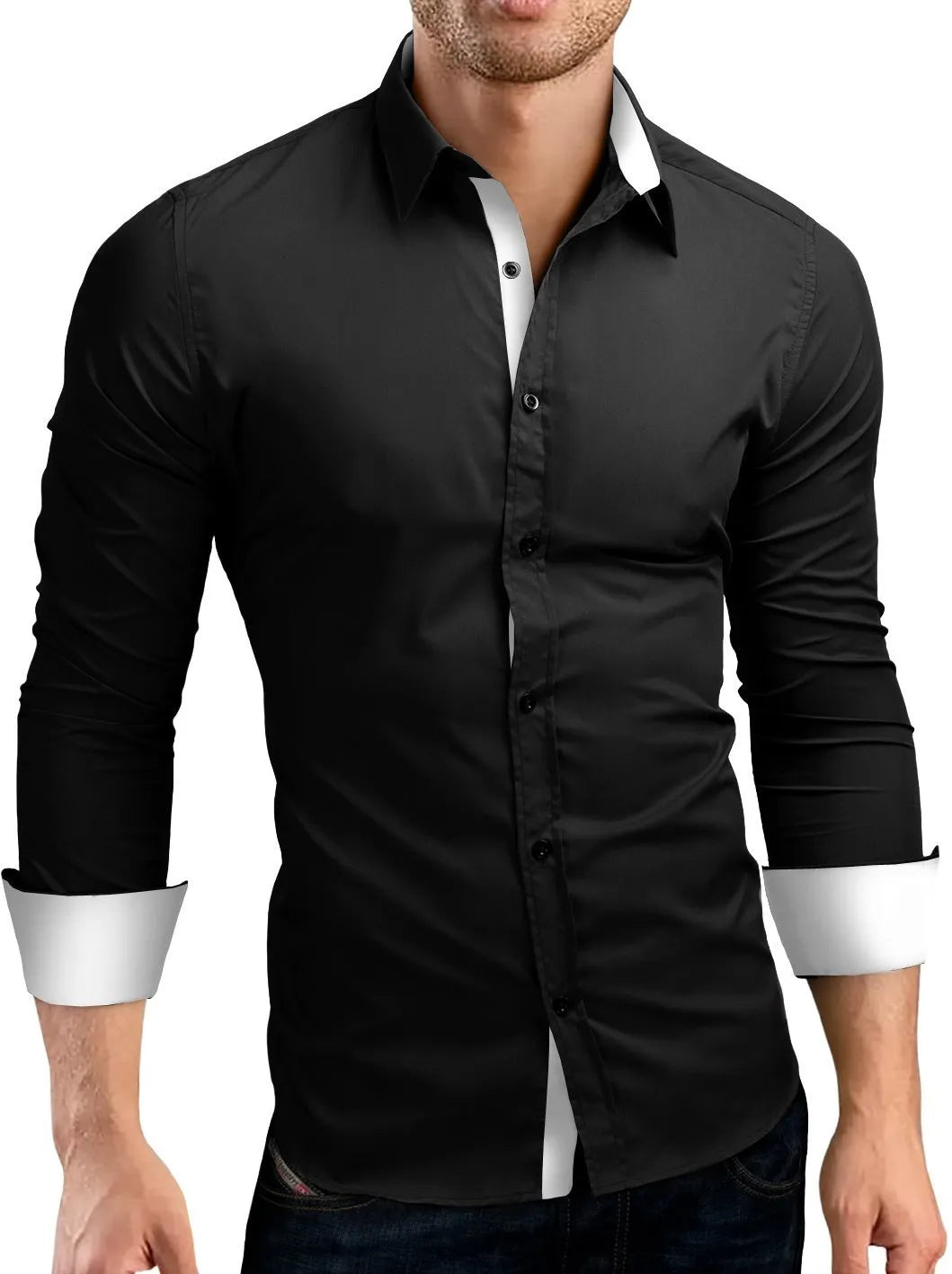 New Mens Casual Formal Shirts Slim Fit Shirt Top Long Sleeve PS 08