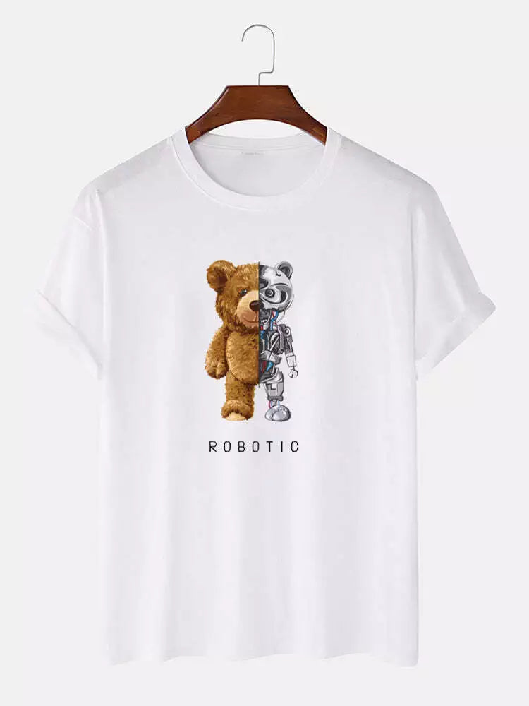 Mens Teddy Bear Shirt T-shirt Top Short Sleeve Crew Neck TS04
