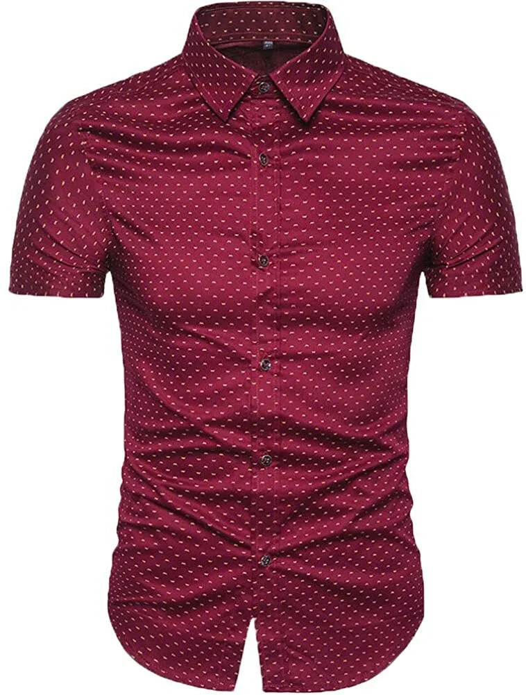 Mens Casual Shirts Smart Printed Shirt Short Sleeve Summer Top RH11