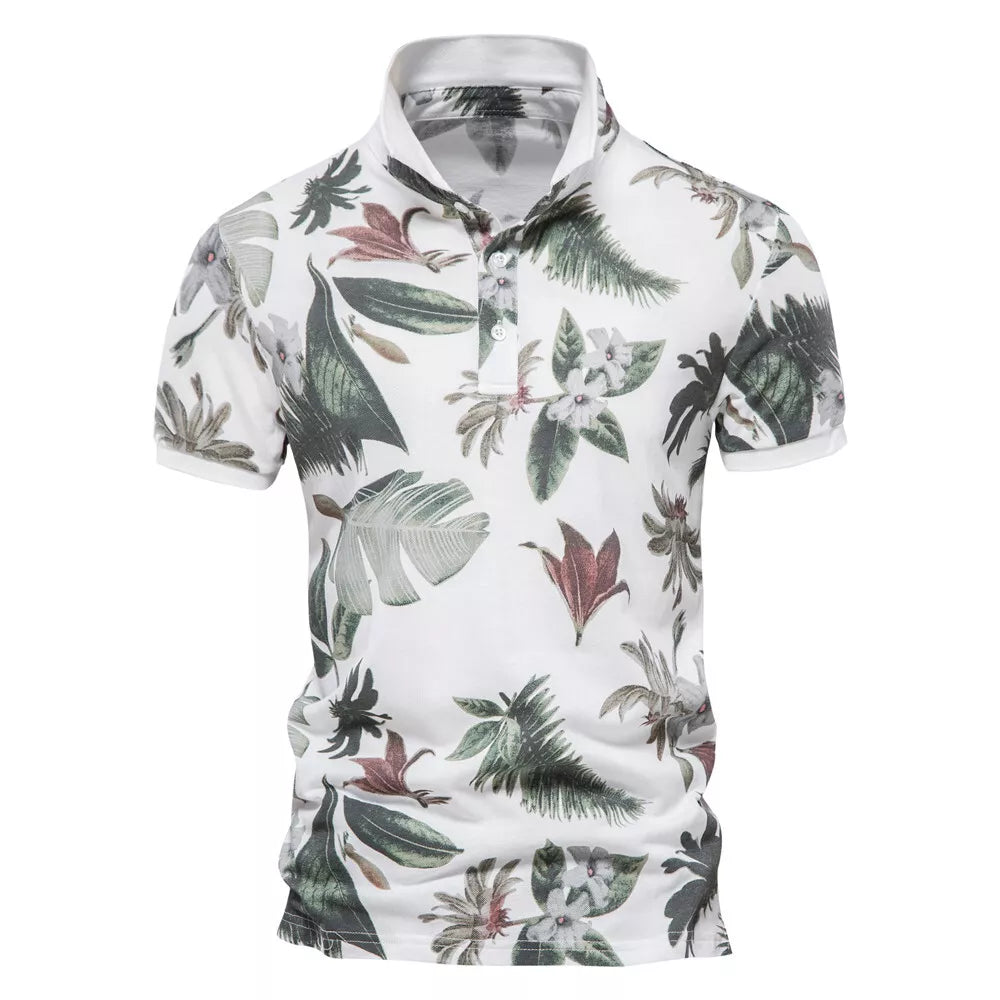Men's Golf Polo Shirts Men Fashion Printed Short Sleeve Hawaii Style Polo Shirts