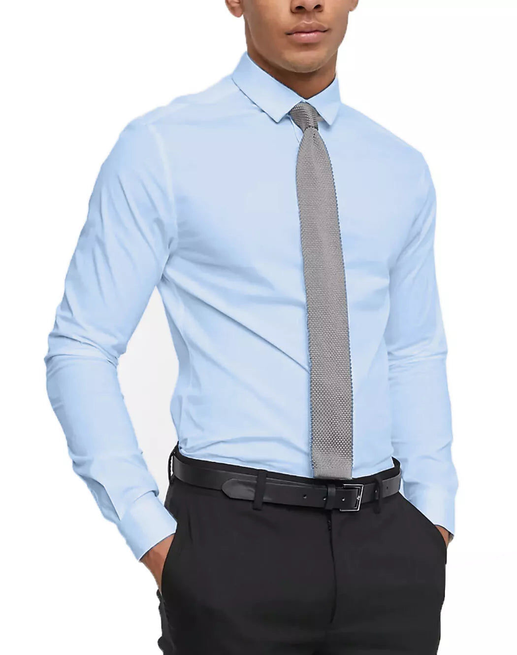 Mens Plain Modern Slim Fit Smart Shirts Long Sleeve Casual Formal Shirt RH09