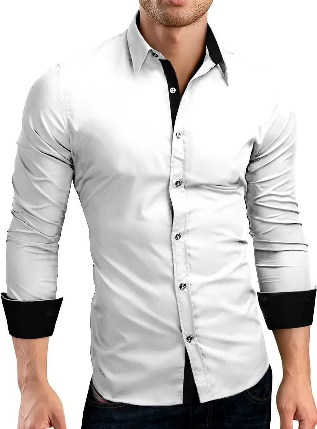 New Mens Casual Formal Shirts Slim Fit Shirt Top Long Sleeve PS 08