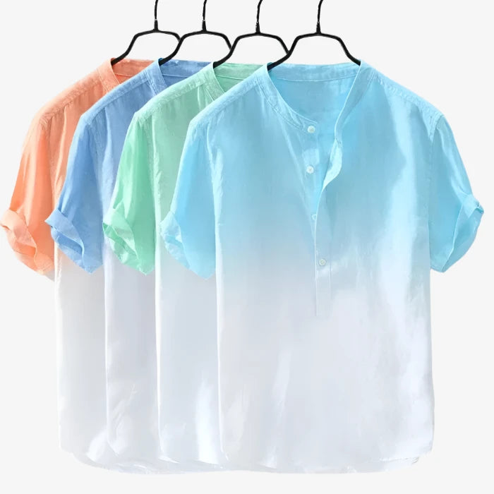 Mens Grandad Casual Shirts Mandarin Smart Shirt Short Sleeve Summer Top RH08