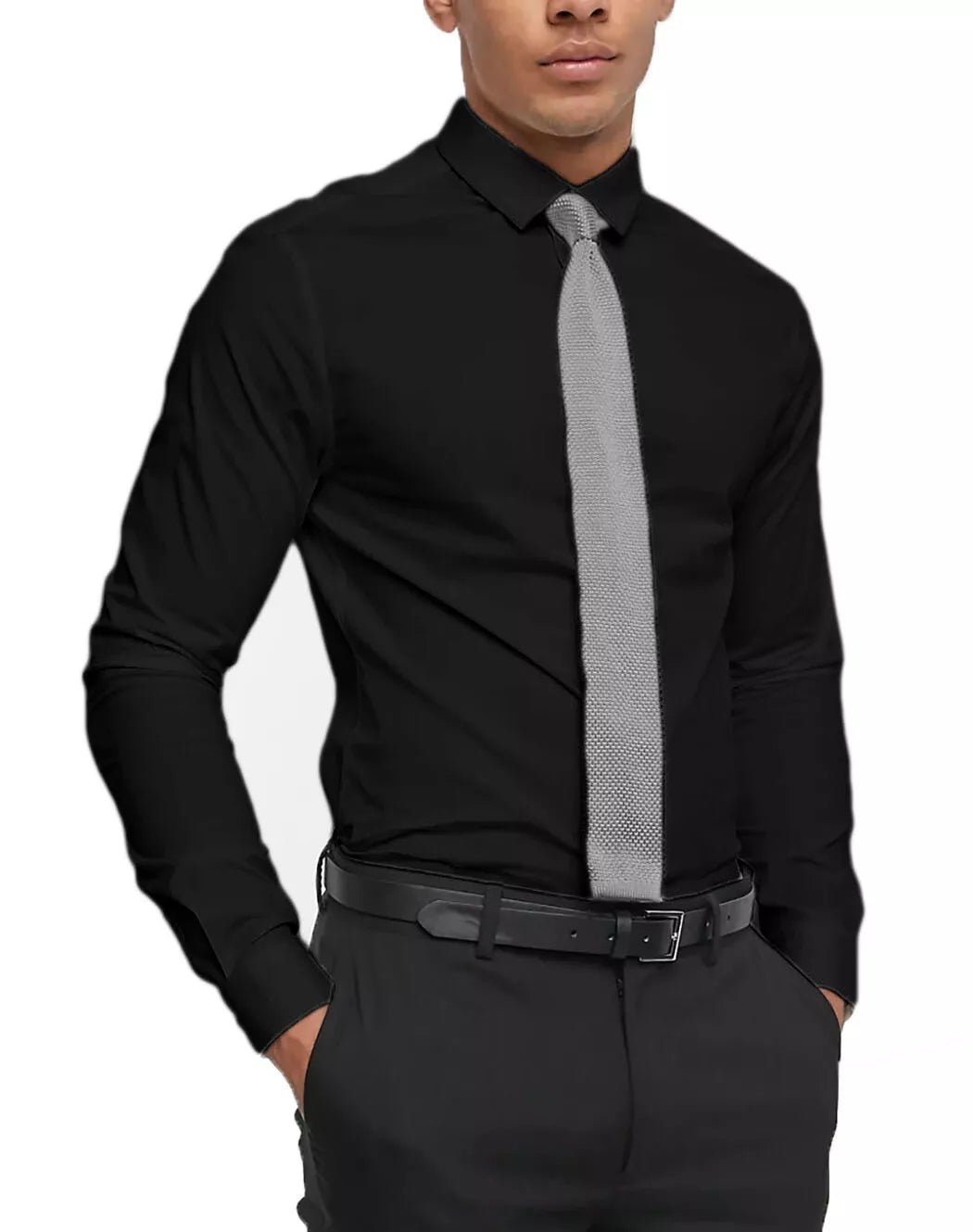 Mens Plain Modern Slim Fit Smart Shirts Long Sleeve Casual Formal Shirt RH09