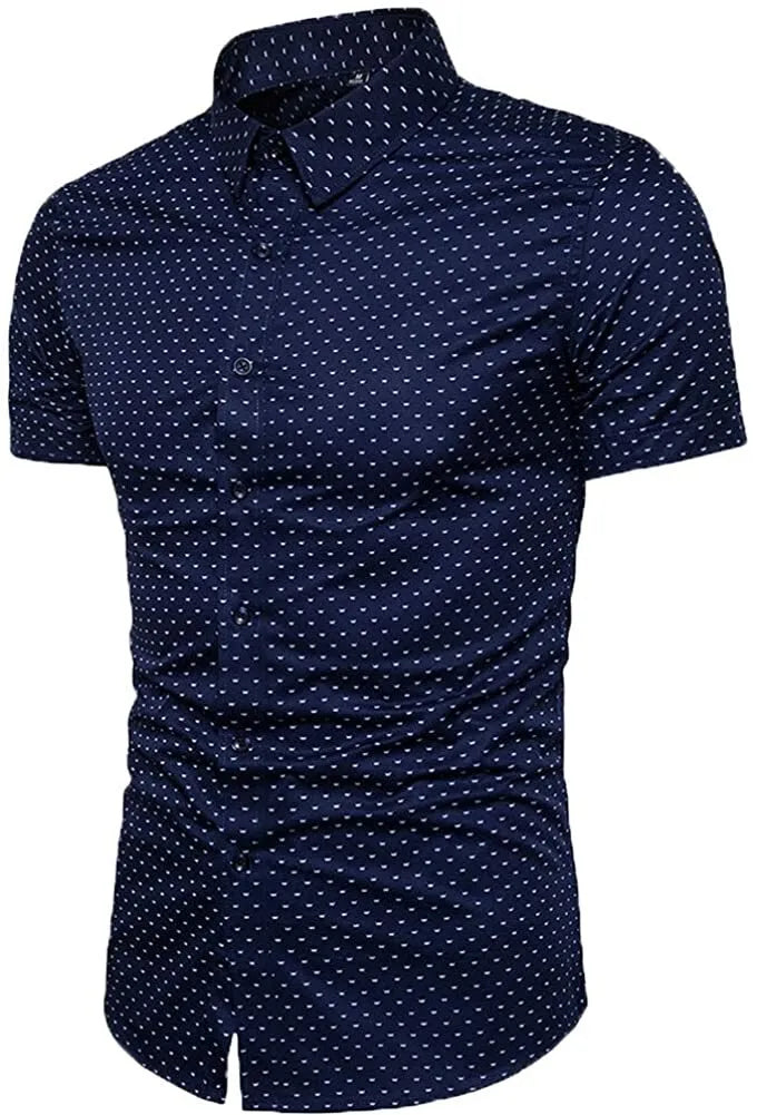 Mens Casual Shirts Smart Printed Shirt Short Sleeve Summer Top RH11