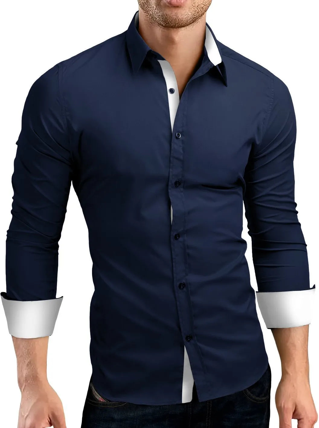 New Mens Casual Formal Shirts Slim Fit Shirt Top Long Sleeve PS 08