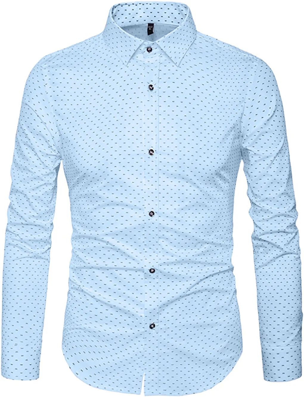 Mens Casual Shirts Smart Printed Polka Shirt Long Sleeve Fashion Top RH14