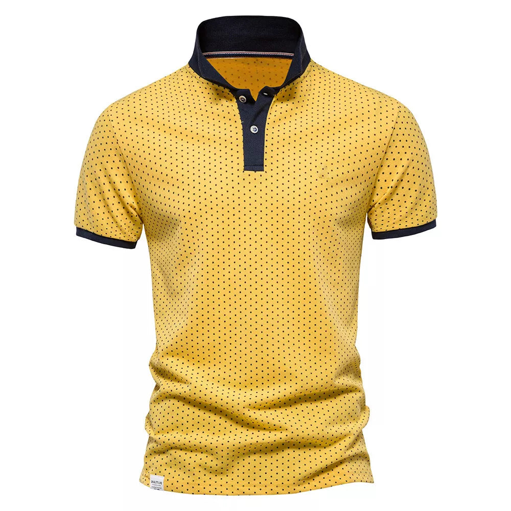 Mens Polka Polo Shirt T-Shirt Top Short Sleeve Contrast Colours PL21
