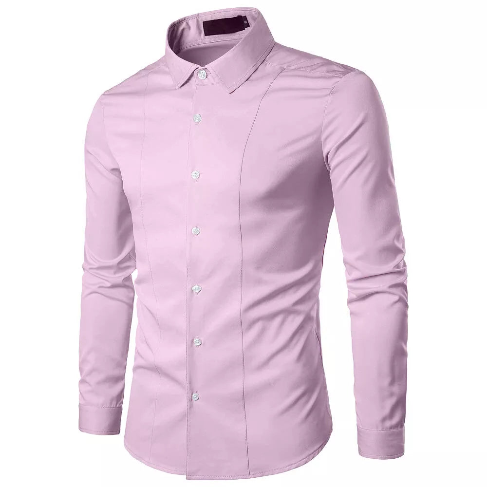 Mens Casual Formal Shirts Slim Fit Shirt Top Long Sleeve PS 29