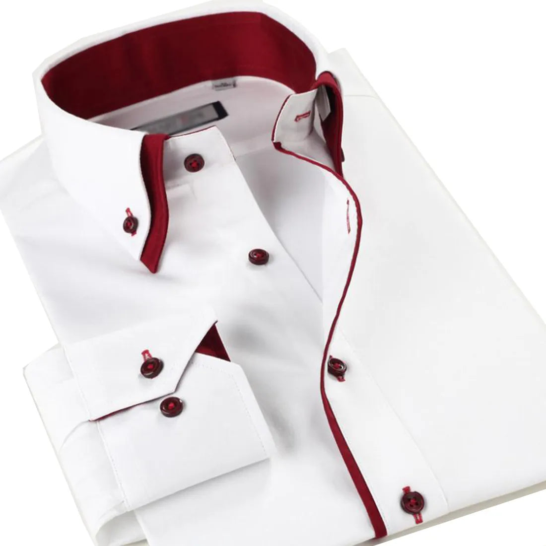Mens Casual Double Collar Slim Fit Formal Shirt Italian Design Long Sleeve DC01