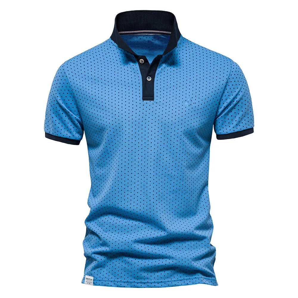 Mens Polka Polo Shirt T-Shirt Top Short Sleeve Contrast Colours PL21