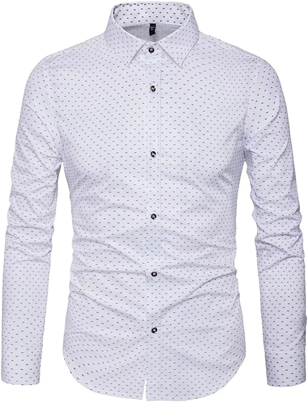Mens Casual Shirts Smart Printed Polka Shirt Long Sleeve Fashion Top RH14