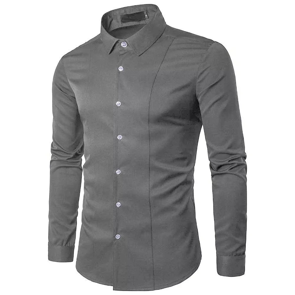 Mens Casual Formal Shirts Slim Fit Shirt Top Long Sleeve PS 29