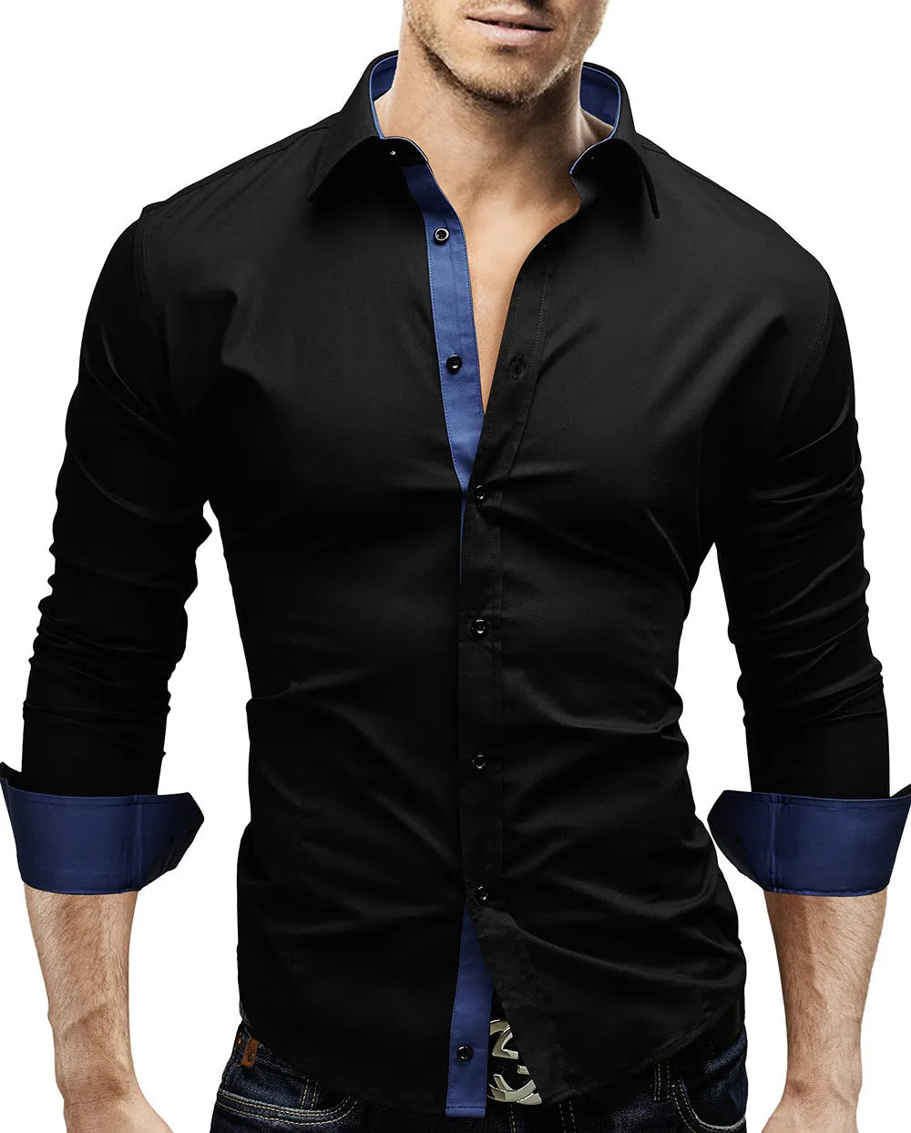 New Mens Casual Formal Shirts Slim Fit Shirt Top Long Sleeve PS 08