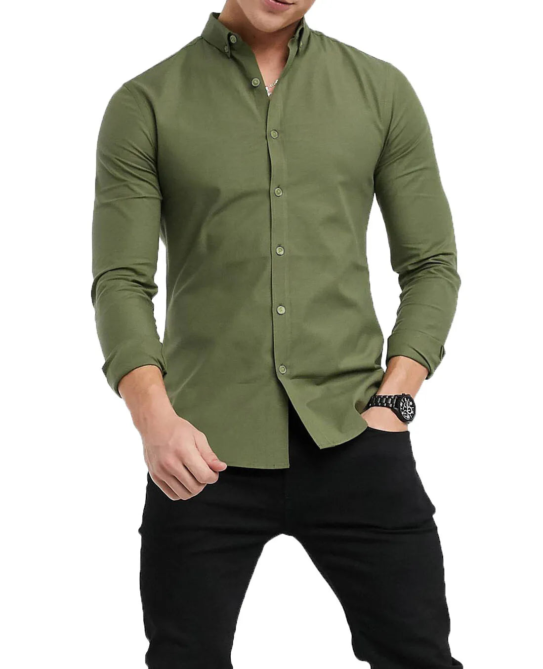 Mens Button Down Modern Slim Fit Shirts Long Sleeve Casual Formal Shirt RH12