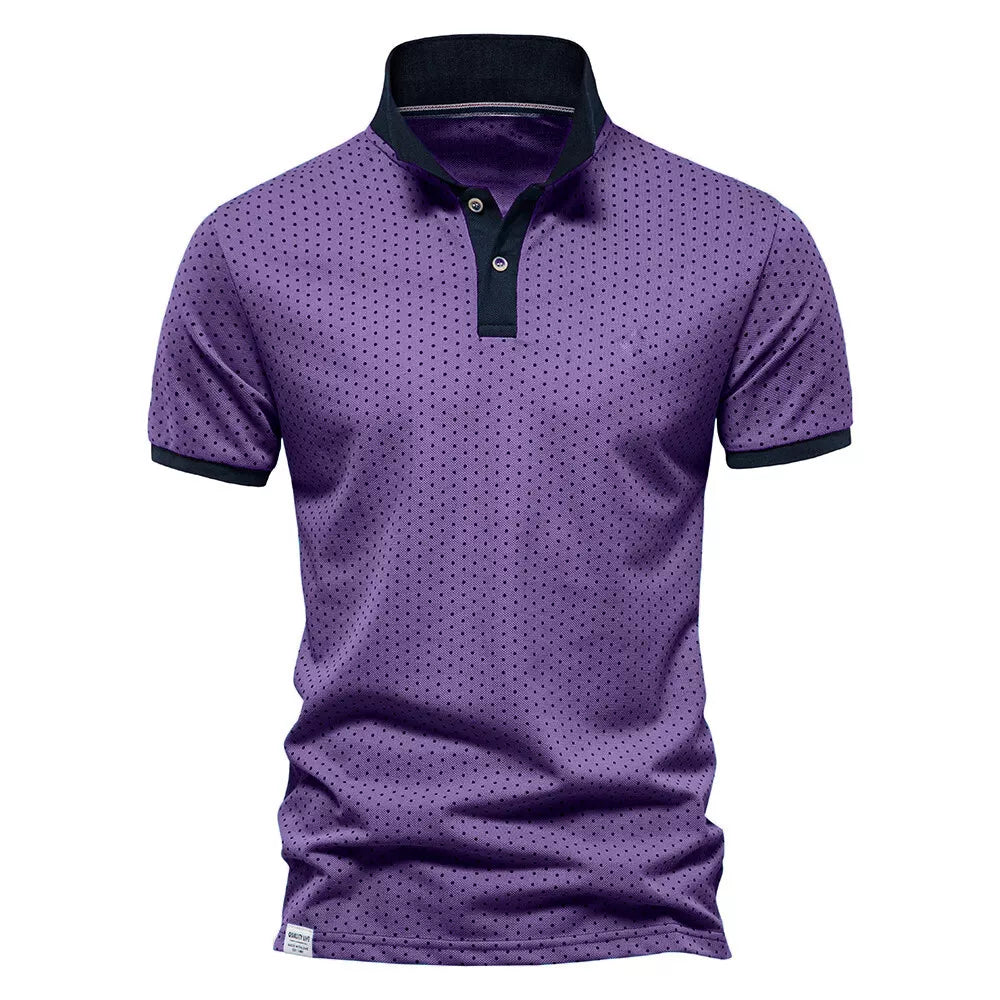 Mens Polka Polo Shirt T-Shirt Top Short Sleeve Contrast Colours PL21