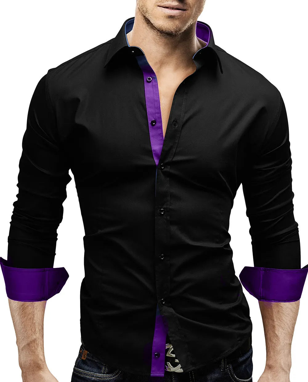 New Mens Casual Formal Shirts Slim Fit Shirt Top Long Sleeve PS 08
