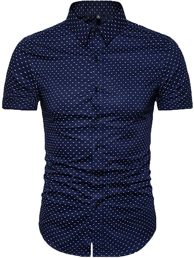 Mens Casual Shirts Smart Printed Shirt Short Sleeve Summer Top RH11