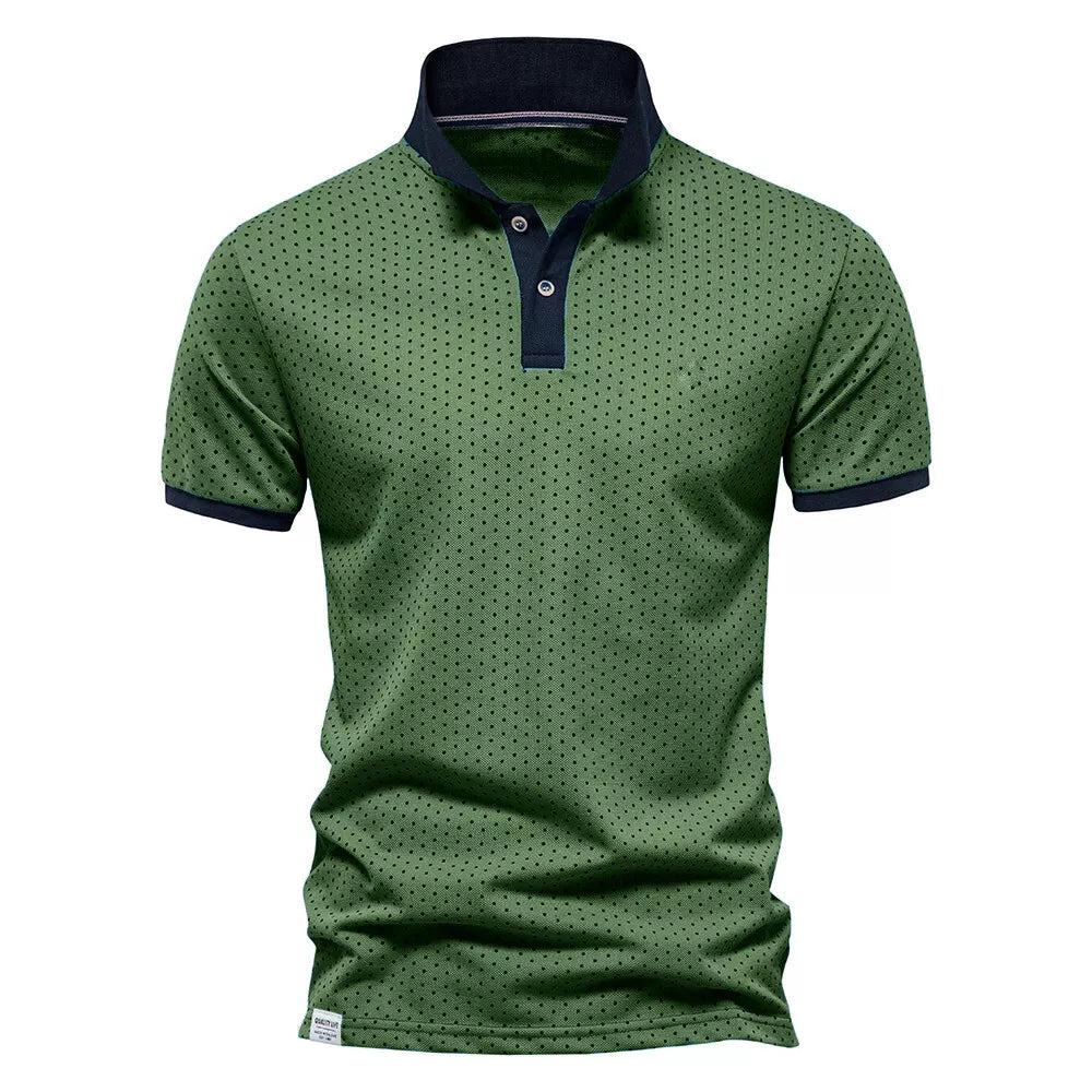 Mens Polka Polo Shirt T-Shirt Top Short Sleeve Contrast Colours PL21