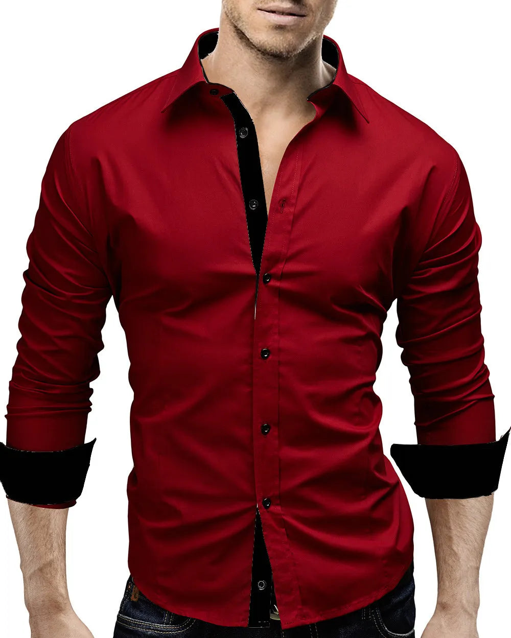 New Mens Casual Formal Shirts Slim Fit Shirt Top Long Sleeve PS 08