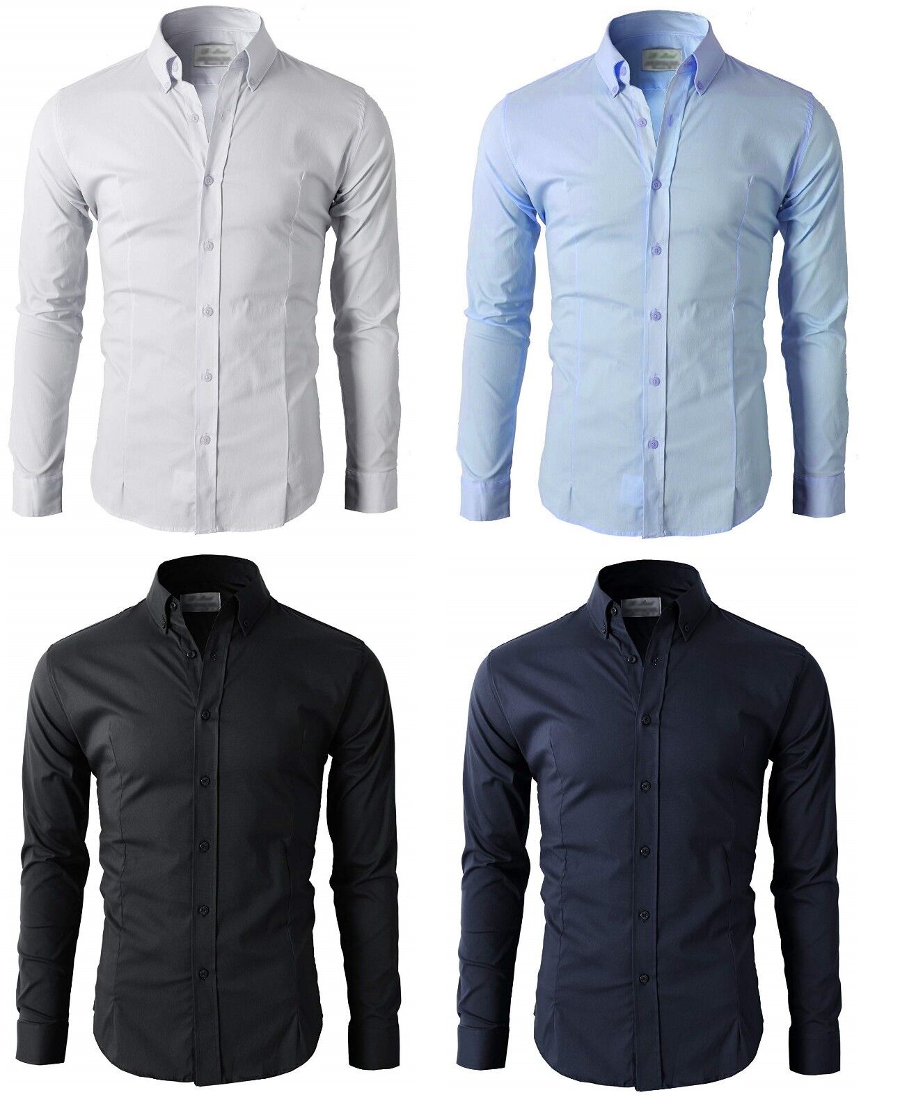 Men's Casual Shirt Button Down Slim Fit Long Sleeve Formal Shirts PS 24