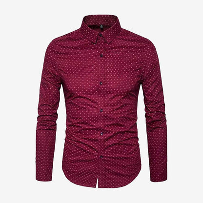 Mens Casual Shirts Smart Printed Polka Shirt Long Sleeve Fashion Top RH14