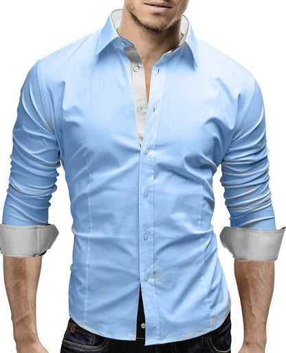 New Mens Casual Formal Shirts Slim Fit Shirt Top Long Sleeve  PS 08