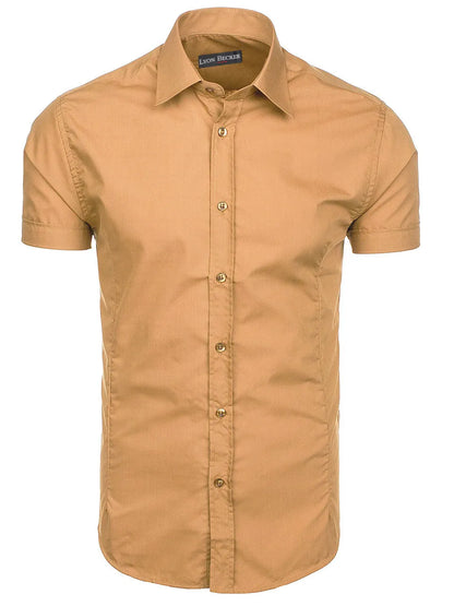 Mens Short Sleeve Shirts Casual Formal Slim Fit Shirt Top PS 05