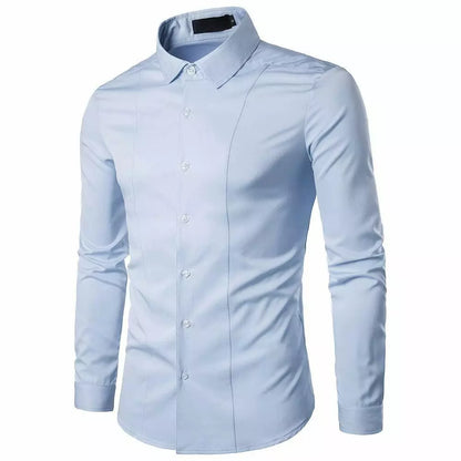 Mens Casual Formal Shirts Slim Fit Shirt Top Long Sleeve PS 29