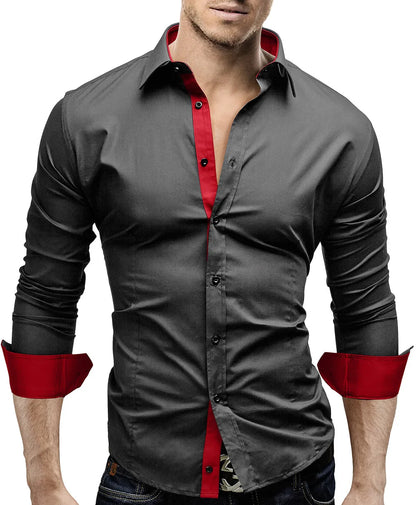 New Mens Casual Formal Shirts Slim Fit Shirt Top Long Sleeve  PS 08