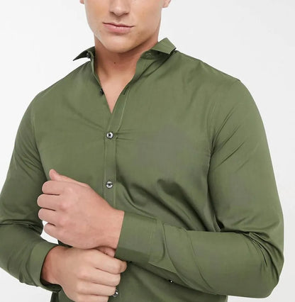 Men's Shirt Modern Slim Fit Shirts Long Sleeve Casual Formal RH13