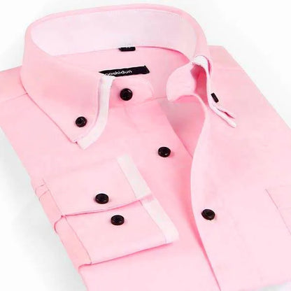 New Mens Casual Slim Fit Shirt Double Collar Long Sleeve Formal Shirts DC05