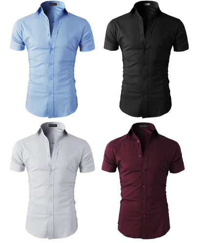 Mens Short Sleeve Shirts Casual Formal Slim Fit Shirt Top PS 05