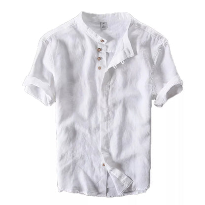 Mens Grandad Casual Shirts Mandarin Smart Shirt Short Sleeve Summer Top RH05