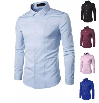 Mens Casual Formal Shirts Slim Fit Shirt Top Long Sleeve PS 29