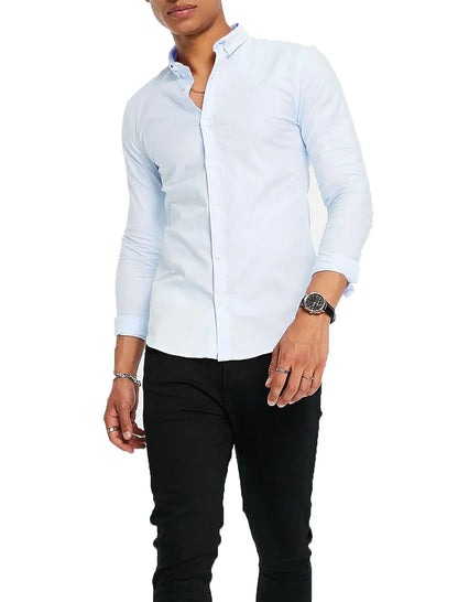 Mens Button Down Modern Slim Fit Shirts Long Sleeve Casual Formal Shirt RH12