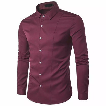 Mens Casual Formal Shirts Slim Fit Shirt Top Long Sleeve PS 29
