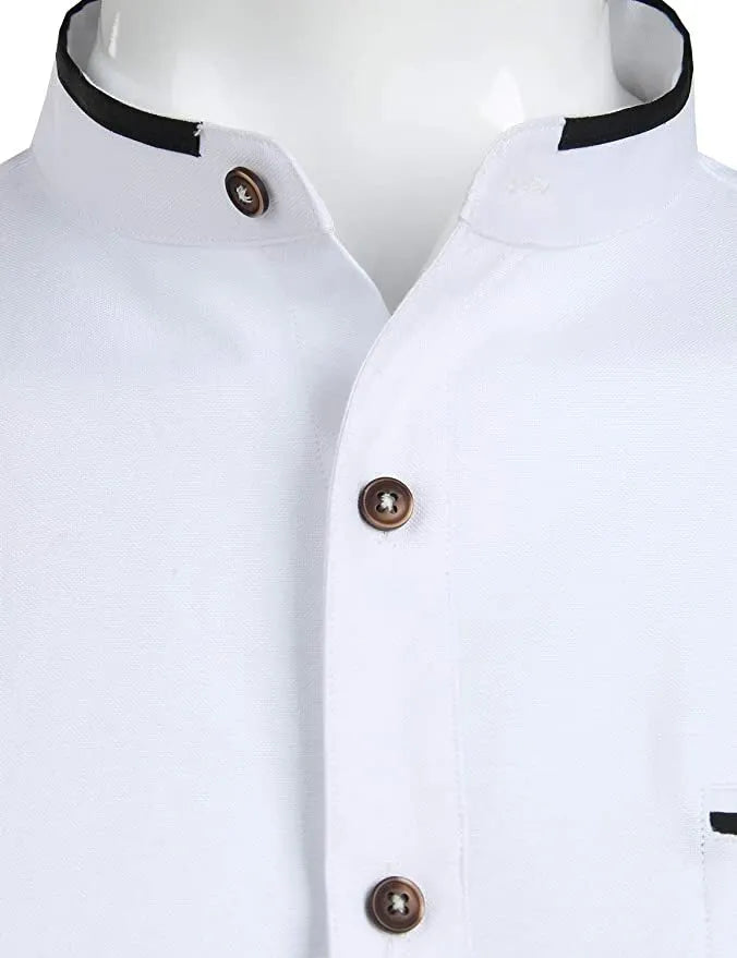 Mens Grandad Shirt Mandarin Casual Shirts Slim Fit Shirt Top Long Sleeve PS 14