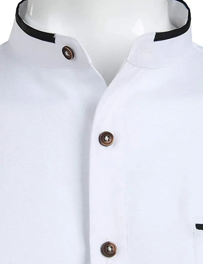 Mens Grandad Shirt Mandarin Casual Shirts Slim Fit Shirt Top Long Sleeve PS 14