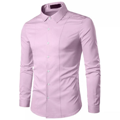 Mens Casual Formal Shirts Slim Fit Shirt Top Long Sleeve PS 29