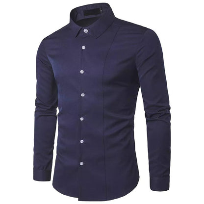 Mens Casual Formal Shirts Slim Fit Shirt Top Long Sleeve PS 29